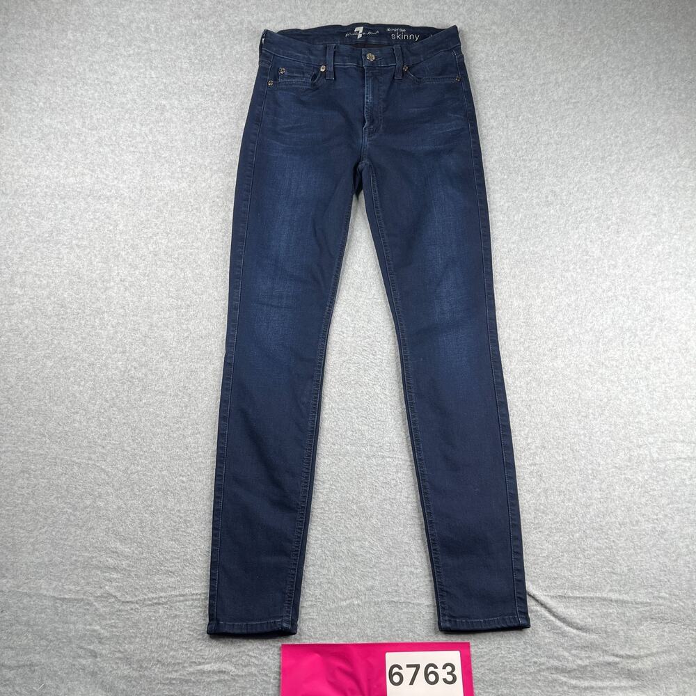 7 For All Man Kind Denim Jeans The Mid Rise Dark Wash Womens Size 28 Stretch